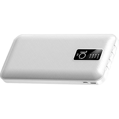 Batterie externe 10 000 mAh, ultra-mince, avec écran numérique, chargeur portable pour téléphone et tablette (blanc). (1/5)