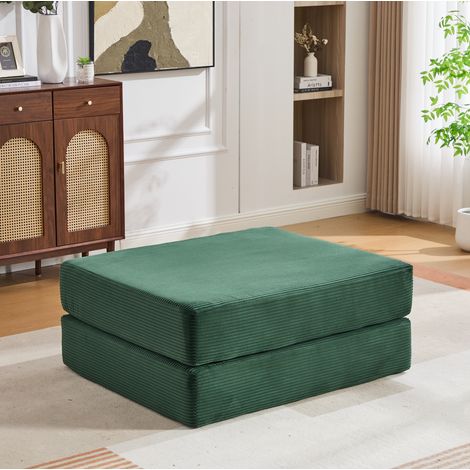 Canapé convertible 112x95x67 cm en velours côtelé vert émeraude, modulable avec coussin - CHICFURN (1/5)