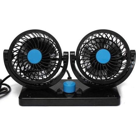 Dual-head fan - 360° rotation - Adjustable - For car - Quiet - 2 speeds - 12V - For dashboard - Electric - For air conditioning and summer air circulation (1/5)
