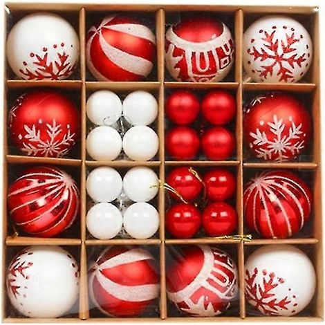 44 boules de Noël festives et décoratives, ornées de paillettes, peintes en couleurs, JIKAIX (1/4)