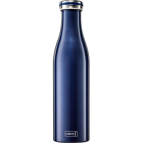 Lurch 240862 - Thermos per bevande calde e fredde, in acciaio INOX, a doppia parete, 0,75 l, colore: Blu metallizzato (1/5)
