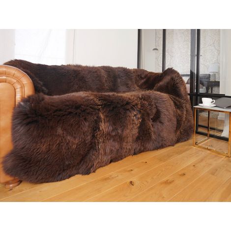 Grande tappeto in pelle di pecora marrone, realizzato con 8 vere pelli di pecora, otto coperte in lana naturale per pavimento, divano, letto o poltrona, 82 x 86 pollici (1/5)