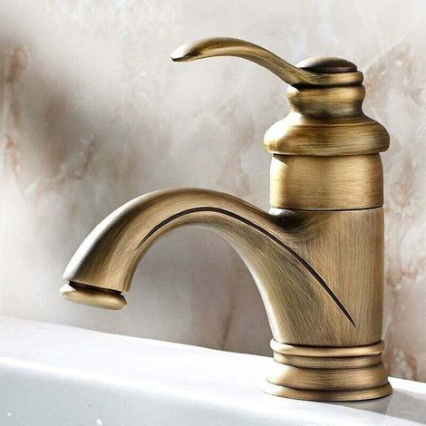 Antique Retro Robinet De Bain Bassin Européen Chaud Et Froid Lavabo De La Salle De Bains Mitigeur en Bronze Finition Cruches Vintage Spray Dessin Balcon Bar Toilettes Lave-Mains Robinet d'eau (1/5)