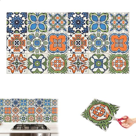 Autocollant Carrelage Peel and Stick Tiles 18 Pièces Stickers Carrelage 15 X 15 cm,Dalle PVC Adhesive Murale, Carrelage Adhesif Mural pour Salle de Bain Cuisine Armoires (1/5)