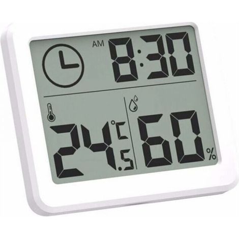 Pair Numérique Intérieur Thermomètre d'hygromètre, Station Météo Réveil LCD C/F Commutable Compteur d'humidité de la Température Support Mural et Support de Table