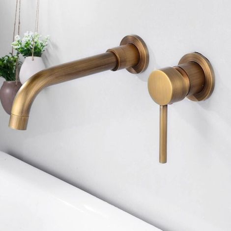 360° drehbare Wandarmatur für Waschtische, Badezimmerarmatur für Badewanne und Waschbecken, modernes Design, Einbau-Wandarmatur, Bronze (1/4)