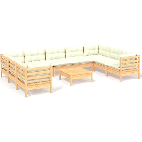 Maison Exclusive - Muebles de jardín 10 piezas y cojines madera d (1/5)