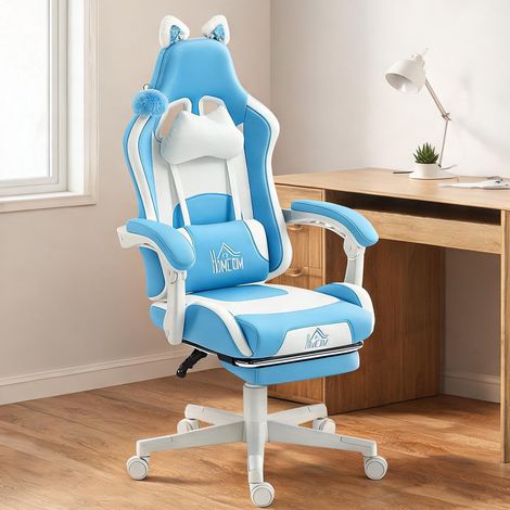 Chaise de bureau azzurro en finta pelle 65 x 62 x 124 cm (1/5)