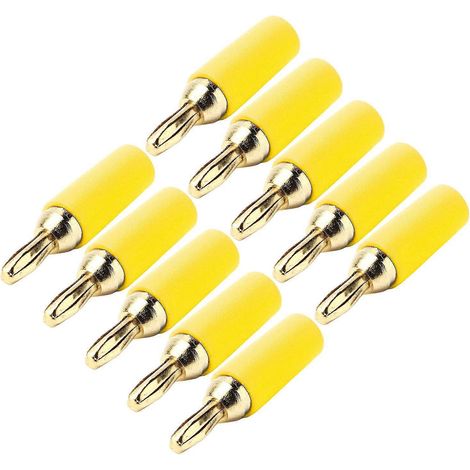 10-teiliges Set mit Bananensteckern (2,5 mm), vergoldetem Messing, Lötanschluss, gelb (1/4)