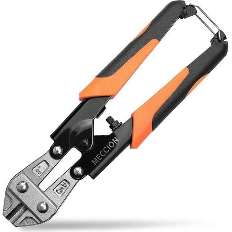 Coupe-boulons Meccion robuste 8" CR-V Mini, coupe-boulons et fils, pince coupante pour câbles, chaînes et ressorts, avec poignée ergonomique en caoutchouc souple. (1/5)