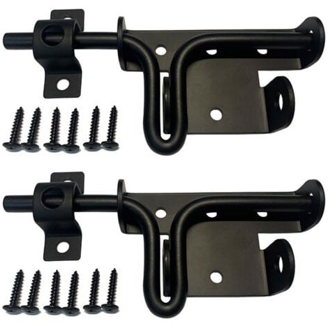 Verrous Loquet Porte à Boulon Coulissant Extérieur, Serrure de Porte avec Trou de Cadenas Inox Targette Loquet de Portail de Fermeture noir(2 articles) (1/4)