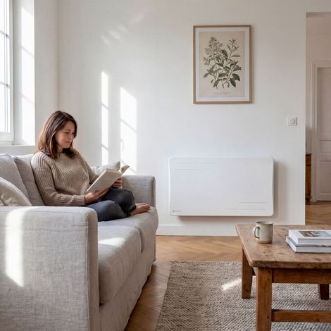 Radiateur électrique connecté 1500W à inertie sèche céramique horizontal Blanc Alice (1/5)