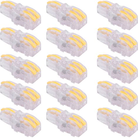 20 connecteurs rapides pour fils, 1 entrée, 2 sorties, bornier transparent de type T pour conducteurs SPL-F12 (jaune) (1/5)