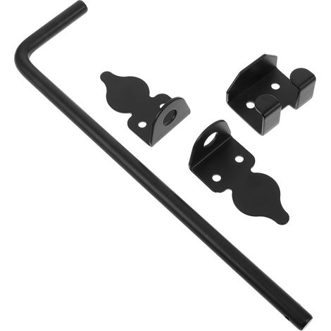 Verrou Coulissant Robuste 30 Cm pour Portail en Bois, Tige en Acier Noir, Kit de Quincaillerie pour Clôture Extérieure, Loquet de Sécurité Polyvalent pour Jardin et Portail (1/5)