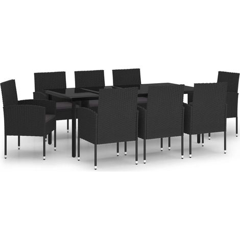 Maison Exclusive - 9-tlg. Garten-Essgruppe Schwarz