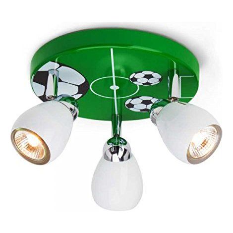 BRILLIANT lampe Soccer LED Spotrondell 3flg blanc / vert-noir-blanc  3x LED-PAR51, GU10, 3W lampes à réflecteur LED incluses, (250lm, 3000K)  Échelle A ++ à E  Têtes pivotantes (1/5)