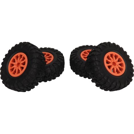 4 Pneus 2.2" pour Véhicule Tout-Terrain RC, Compatibles Axial SCX10 et Redcat GEN8 - Moyeu Nylon Triangle Orange