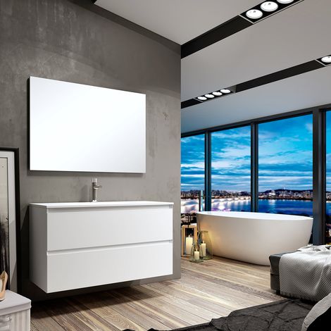 BATHME PARIS Conjunto Completo Mueble de Baño Blanco Mate - Medida: 80 cms - ref: CNB416LM+SA.LIECO8146+CNB21G