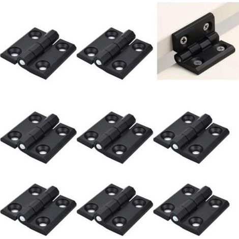 Lntyq Lot de 8 Charnières Pliables 40 mm × 40 mm en Acier Inoxydable Noir, Exterieur Charnière Inox, Trous de Charnière Plats Pliants, pour Meubles de Maison, Armoire, Porte, Tiroir, Boîte en (1/5)