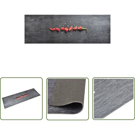 The Living Store Tapis de cuisine lavable Poivre 60x300 cm - Tapis De Cuisine - Tapis Absorbant - Tapis Entrée - Tapis Intérieur - Tapis Décoratif (1/5)