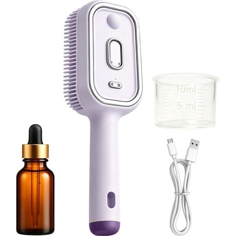 Brosse à lisser électrique rechargeable à vapeur avec coussin d'air, peigne démêlant, outil de coiffage multifonction pour cheveux bouclés pour soins quotidiens des cheveux bouclés, violet (1/5)