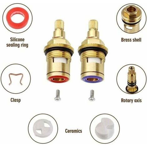UlisemTete A Disques Ceramique, Paire de cartouches céramique universelles de rechange pour robinet, 1/2" Quart de tour 20 crans x 51mm (1/3)