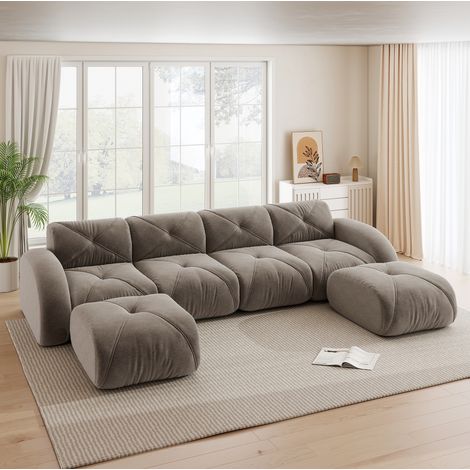 Canapé modulable chenille taupe sans montage OKMYHOME (1/5)
