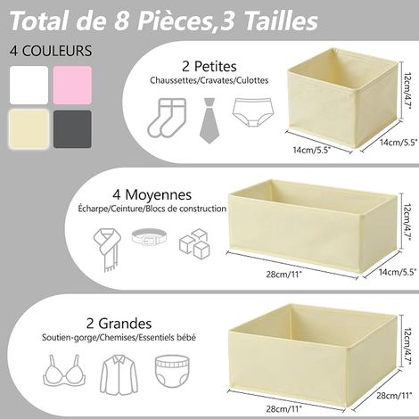 Organisateur Tiroir Boite de Rangement Vetement Dressing Pliable (1/4)