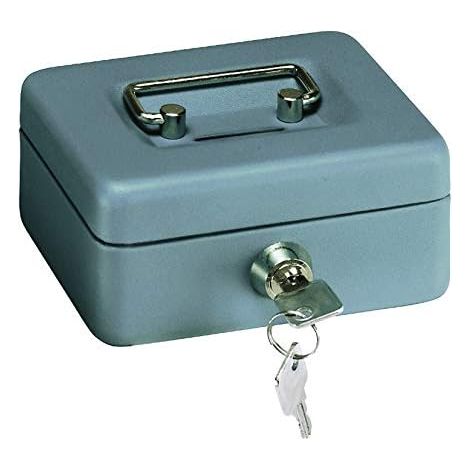 Caisse JeiibrZui - 30 x 24 x 9 cm - 1 pièce avec monnayeur et 2 clés - Bleue (1/5)