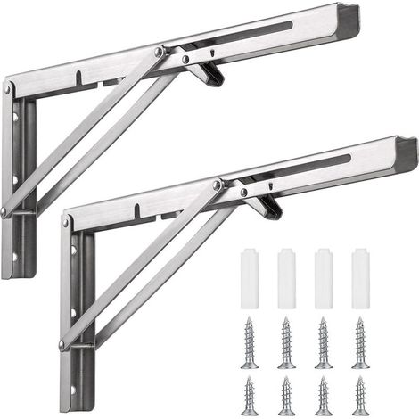 Staffa pieghevole da 200 mm, supporto per console pieghevole in acciaio inox, staffa per mensola a muro (2 pezzi) (1/5)