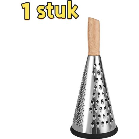 râpe conique en acier inoxydable de 28 cm avec manche en bois, forme triangulaire, ustensile de cuisine, idéale pour râper fromage, légumes, chocolat et noix. Dimensions : 12 x 12 x 28 cm. Couleur boi (1/5)