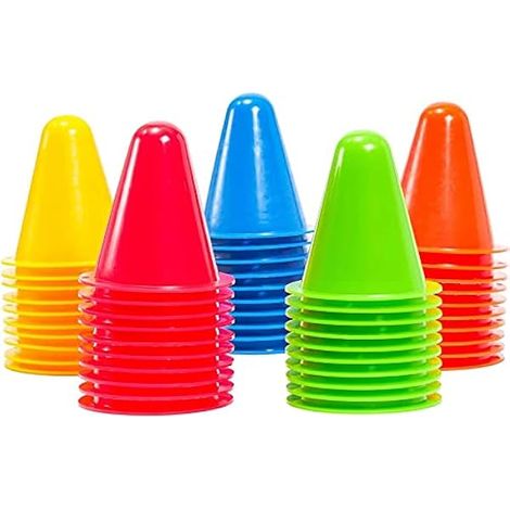 Mini Cone - Polyethylene - For Soccer Training Agility Drills Classroom PE Activities Dance Practice - Pack Of 50 (1/3)
