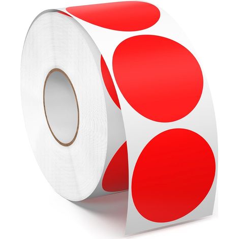 1000 runde rote Aufkleber, 38 mm, selbstklebende Punkte, runde Vinyl-Etiketten, wasserfest, für Büro und Lager (1/5)