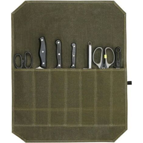 Sac à Couteaux de Chef Portable Pochette Couteau avec 7 Ompartiments Sacoche à Couteaux pour Couteaux de Cuisine Sac à Couteaux en Toile Cirée pour Camping Randonnée Cadeau (1/5)