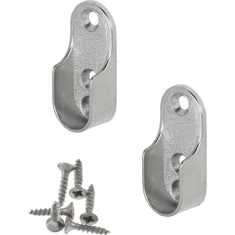 Soporte ovalado para barra de armario  30 x 15 mm  2 piezas - Soporte metálico para barra ovalada  Acero niquelado  Armario (tornillos no incluidos)