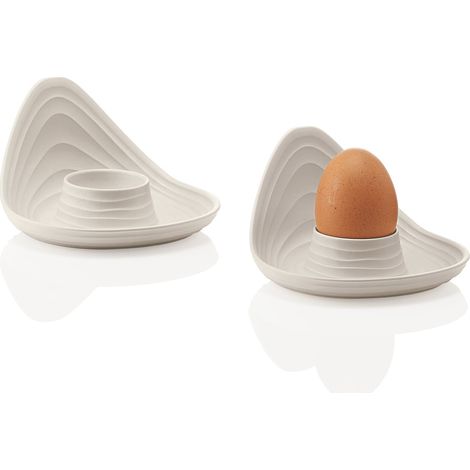 Guzzini - Tierra, Set di 2 Portauova in Plastica Riciclata - Bianco Latte, 12,3x12xh7,3 cm - 196300156 (1/4)