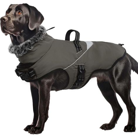 Manteau pour chien, veste pour chiens de petite et moyenne taille, manteau imperméable avec porte-étiquette  pour grand chien, veste polaire, manteau avec harnais intégré, manteaux d'hiver pour chiens