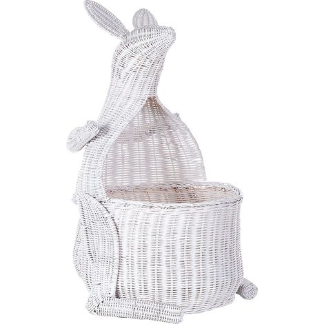Panier de Rangement en Rotin Blanc 46 x 42 cm en Forme de Kangourou pour Chambre d'Enfant Kapiti