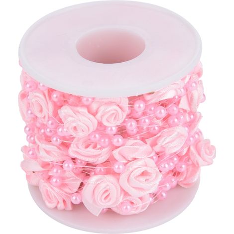 Guirnalda de perlas artificiales para decoración de bodas DIY, rollo de 10 m (rosa)