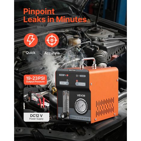 Détecteur de Fuite de Fumée 12 V CC, Machine à Fumée Automobile EVAP avec Manomètre et Débitmètre, Testeur de Vide à Double Mode avec Pompe à Air Intégré pour Voiture, Moto, Camion, Bateau (1/5)
