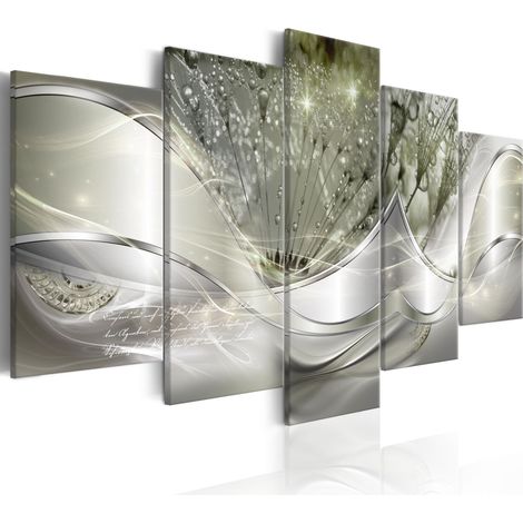 Quadro - Sparkling Dandelions (5 Parts) Green Wide - 200x100 (1/4)