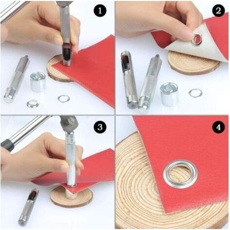 Oeillets Œillets Kit, 100 Ensembles Œillets 10 mm Œillets, Kit de réparation de bâche, Avec 3pcs Grommet Outils à Oeillet Œillets Kit pour Bâche, Tissu, Rideaux et Fabrication (1/3)