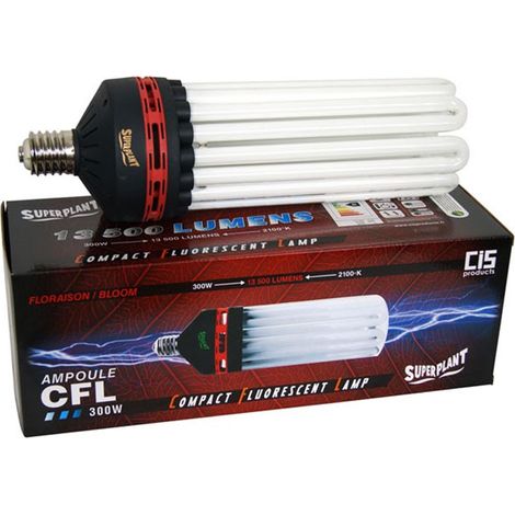 Ampoule CFL 300W floraison 2100K – Douille E40 – PPF max 305 µMol/m2/s – Éclairage horticole sans ballast – Superplant