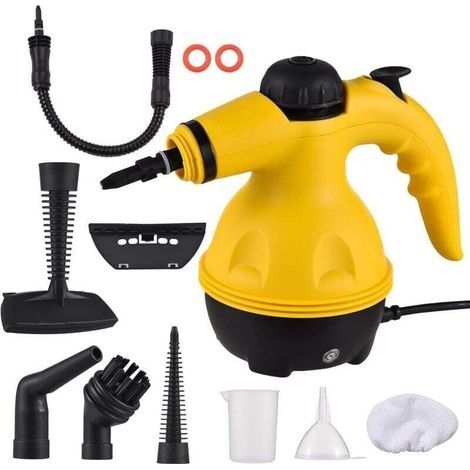 Nettoyeur à vapeur portable 1000 W Pression 3 bar 300 ml Chauffage rapide avec bec pivotant verrouillage de sécurité et accessoires de nettoyage maison (1/4)