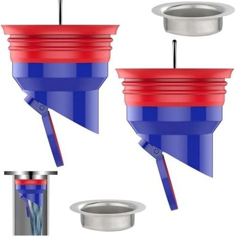 Lot de 2 Dispositif de prévention du reflux pour vidange au sol - Bouchon de vidange au sol pour douche, lavabo, drainage rapide, bouchon de douche anti-odeurs, dispositif de prévention du refoulement (1/5)