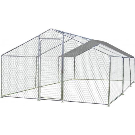 Recinto para animales de 3x6 m – estructura de acero galvanizado con malla y techo de lona de 2,2 m de altura – ENC306032GJM Foresta (1/4)