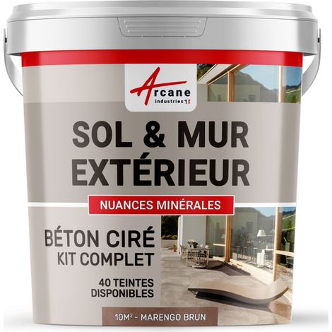 béton ciré, extérieur, pour sol, mur, terrasse, escalier, enduit, décoratif, minéral, en kit - 10 m² (en 2 couches) Marengo Brun - ARCANE INDUSTRIES