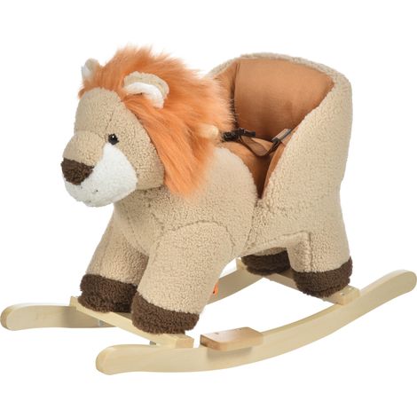 Rocking Lion Toy pour enfants de 18 à 36 mois, rugit (3 piles incluses), en bois et peluche (1/5)