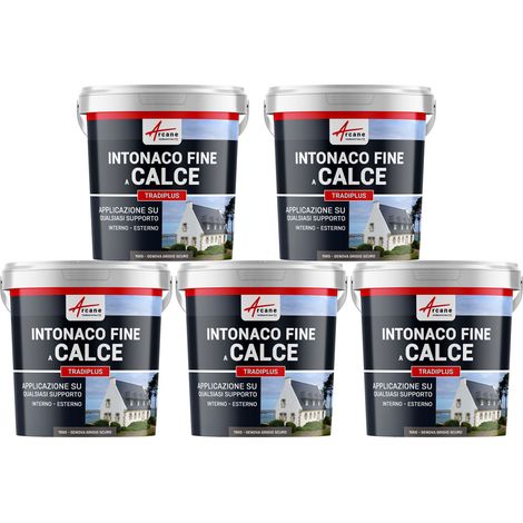 Intonaco a base di calce per decorazione interna ed esterna - TRADIPLUS - 5 x 15 kg Genova - Grigio Scuro - ARCANE INDUSTRIES