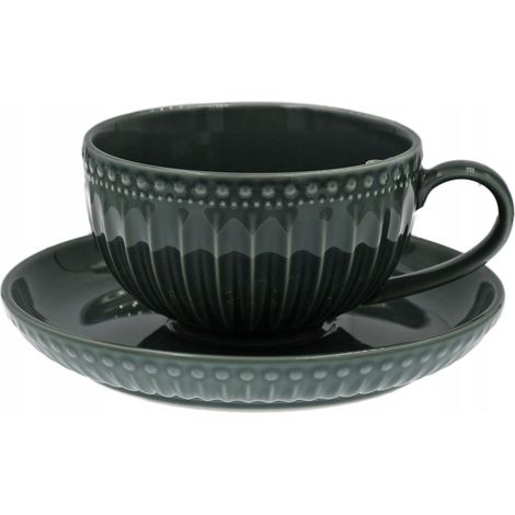 TAZA CON PLATO PARA CAF脡 Y T脡 250ml L脥NEA MOSAIQUE OLIVA (1/5)